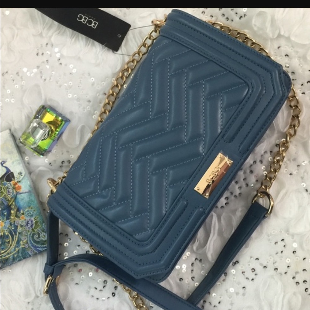 NWT BCBG DUSTY BLUE LE BOY SHOULDER BAG