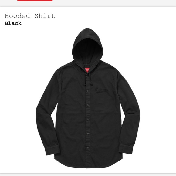 Supreme ss17 tonal black hooded shirt Large