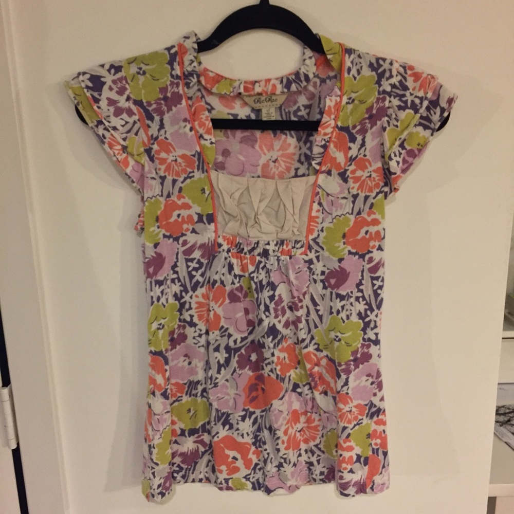 Anthropologie- Ric Rac Floral Print Tee 🌸🌺🌹💐