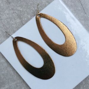 Brinley&Co Gold/Copper oval leather earrings
