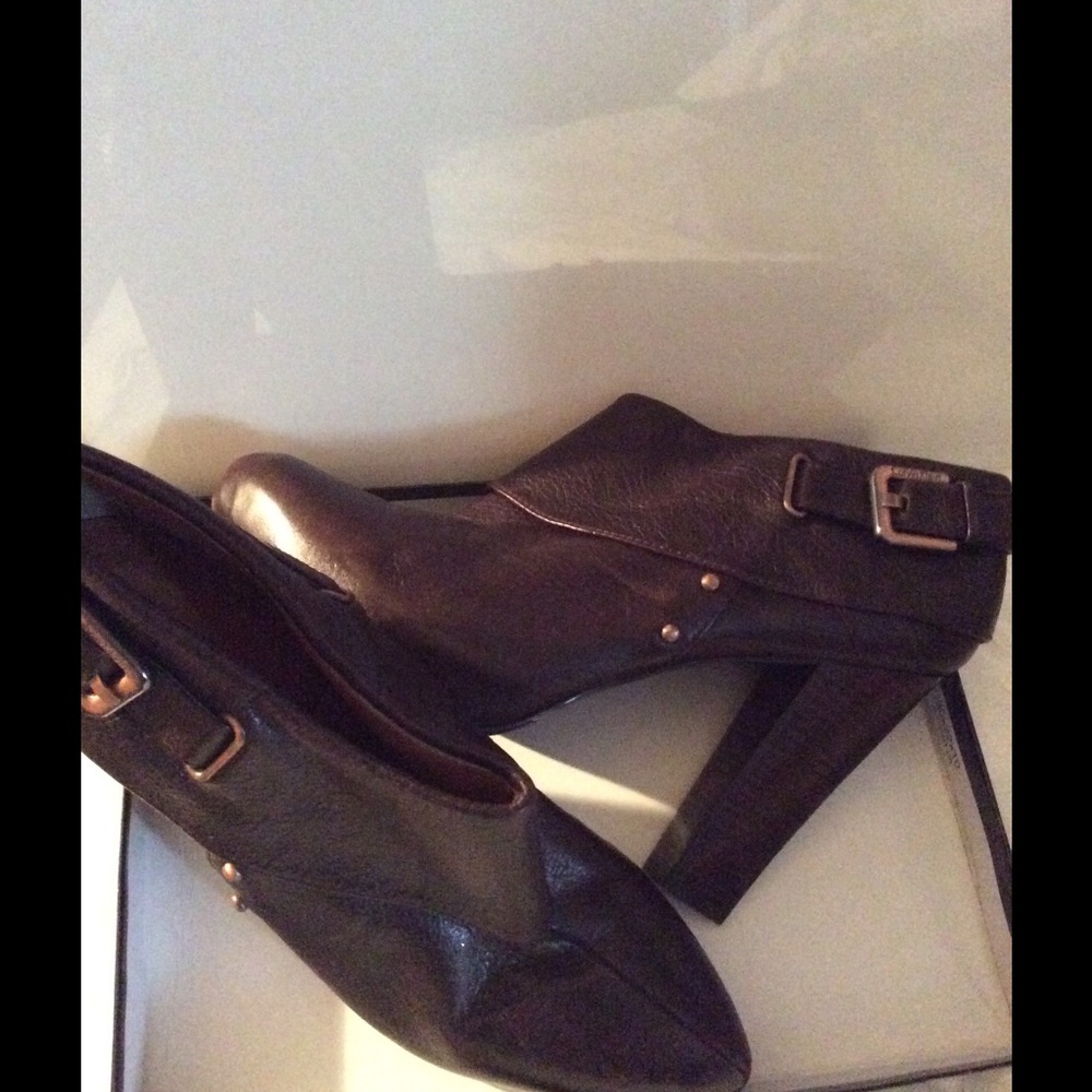 Brown leather booties