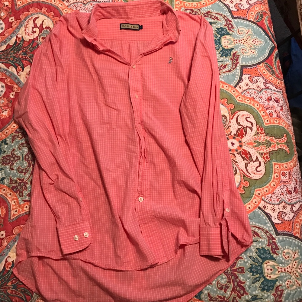 Pink men's button down shirt