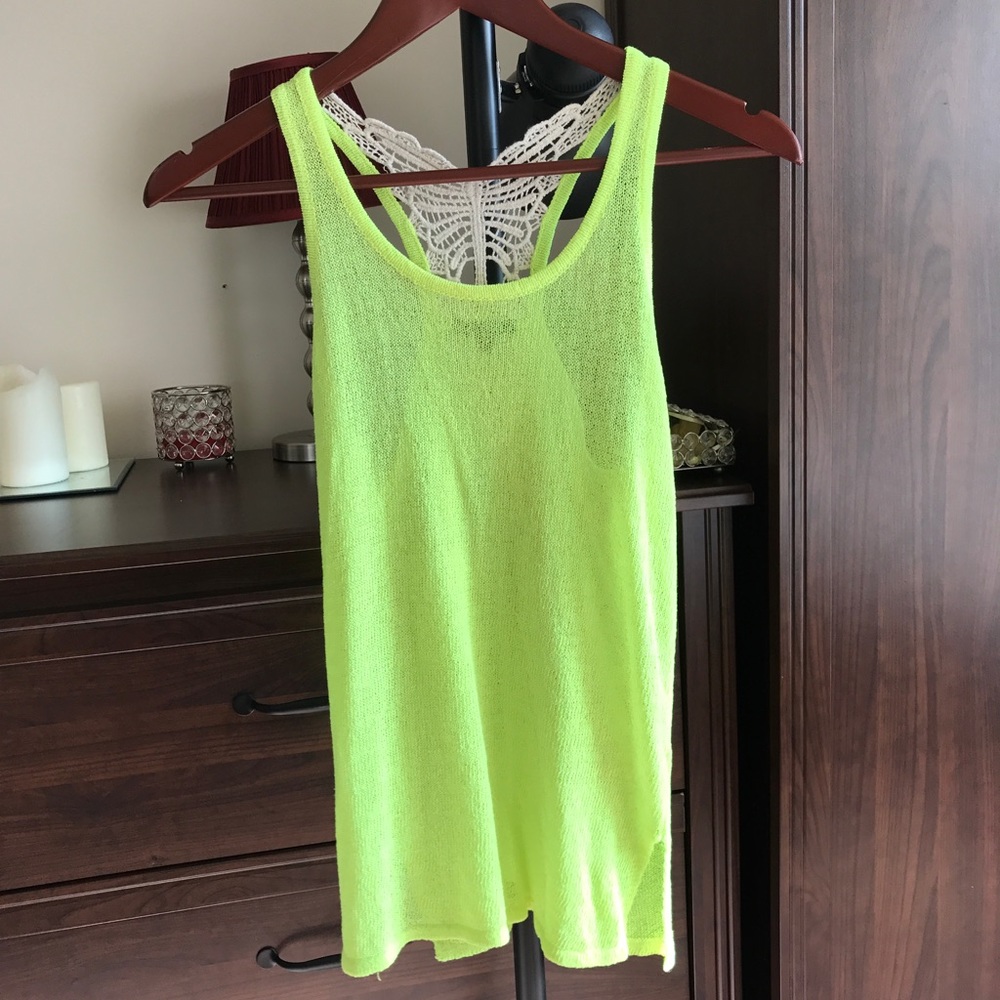 Neon yellow knit tank top