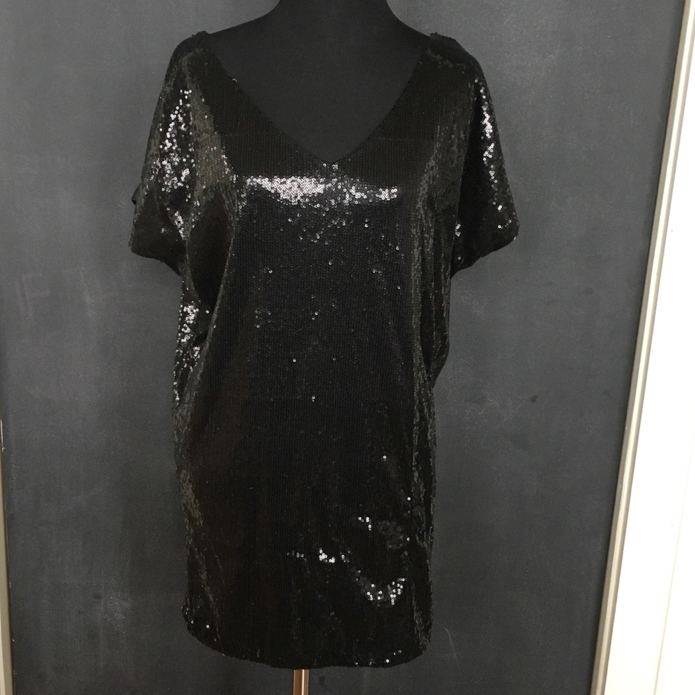 Black sequin tunic/mini dress. Size Small
