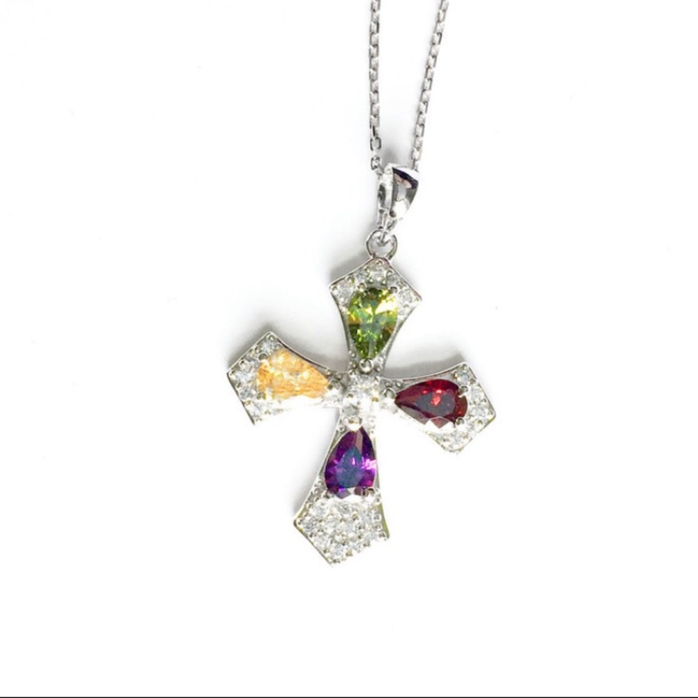 Colorful Cross of Faith Pendant Necklace