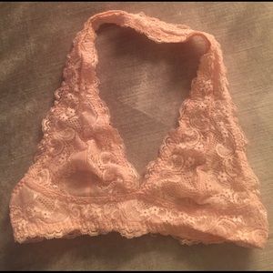 MOD pink lace halter bralette