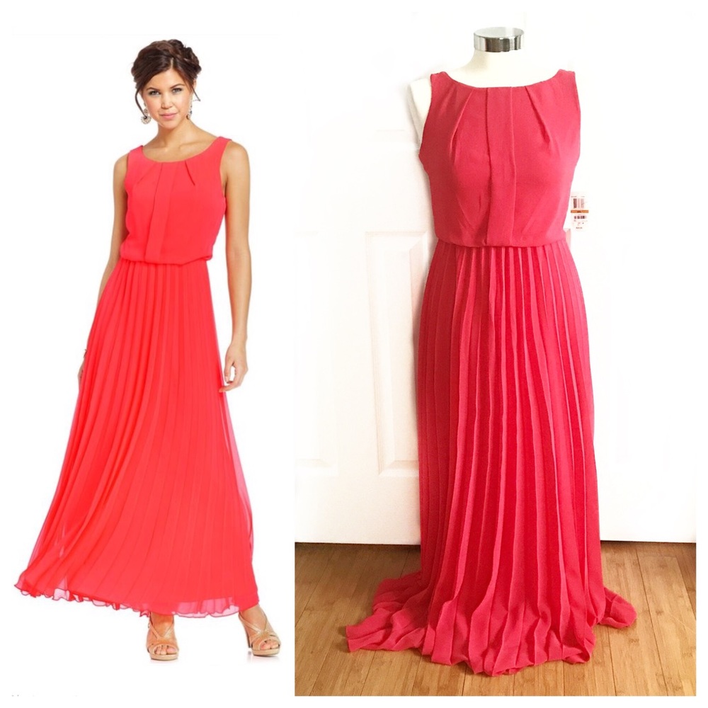 NWT B Darlin Pleated Coral Long Dress