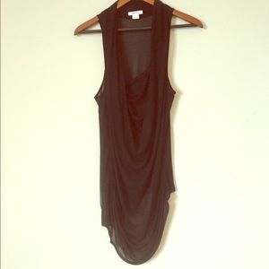 Helmut Lang black sleeveless front drape top