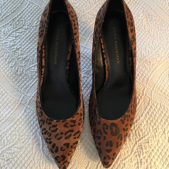 Suede Embossed Cheetah Heels Leather Heel 8M - Picture 2 of 7
