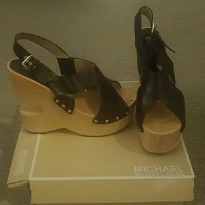 MK wooden platform shoes