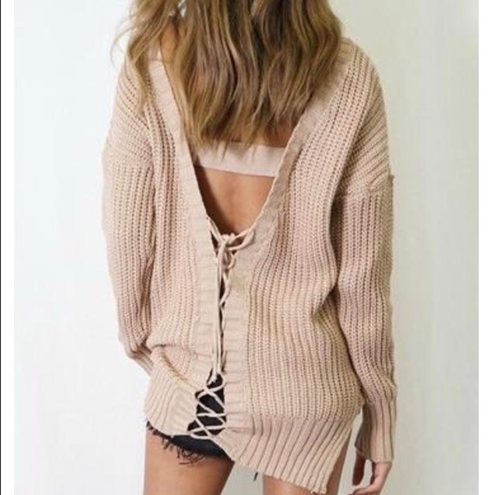 Lace up sweater