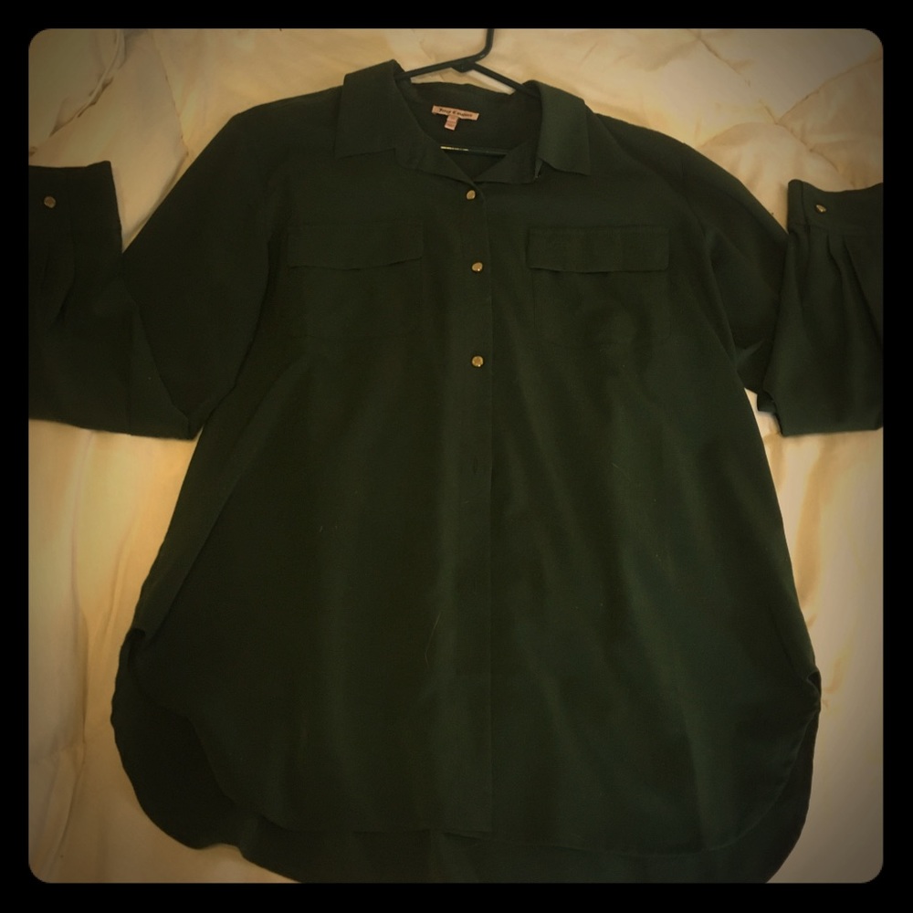 Juicy Couture dark green button up shirt
