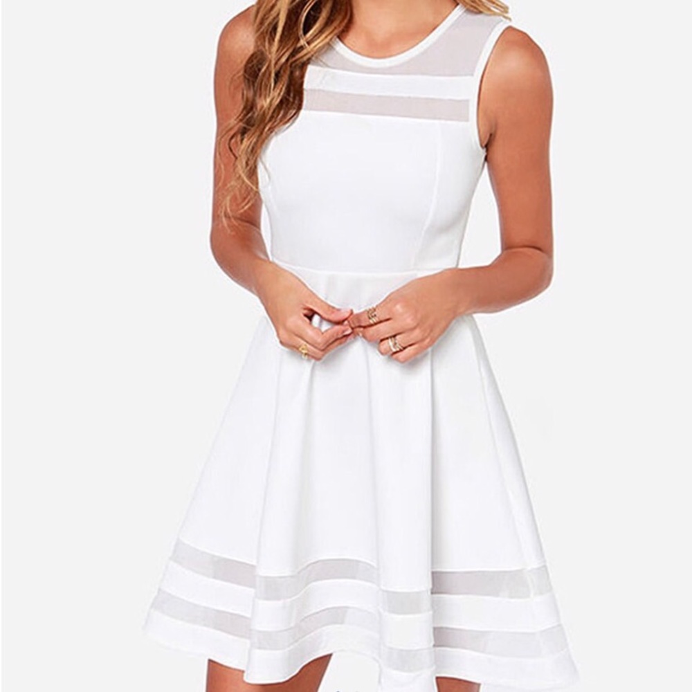 White fit and flare dress