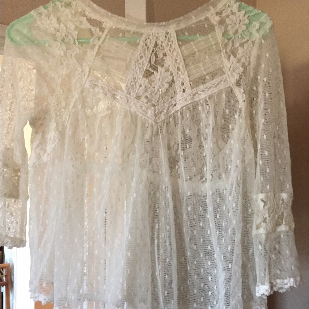Lace, 3/4 sleeves, free people