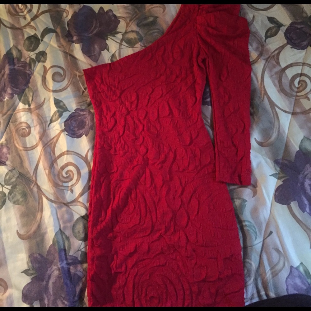 Red One Shoulder Mini Dress