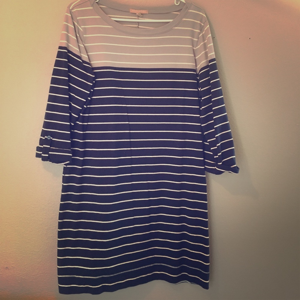Banana Republic blue & grey striped dress