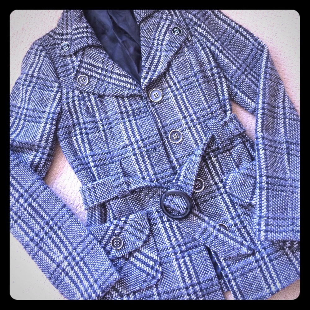 Maurices black and white pea coat