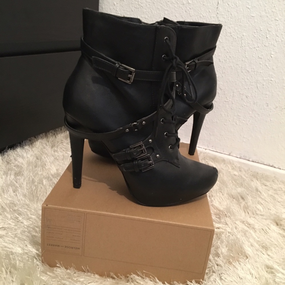 Strappy lace up boots