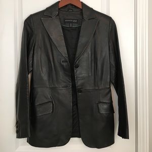 Kenneth Cole NY black leather blazer