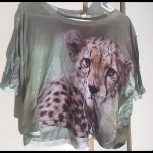 Forever 21 loose cheetah green top