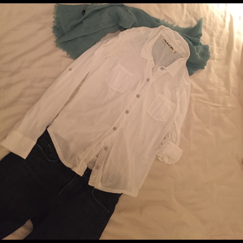 Michael stars t-shirt button down. Like new.