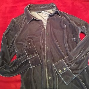 Velour soft button down shirt
