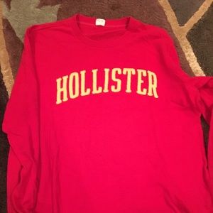 Hollister red tshirt yellow print men's