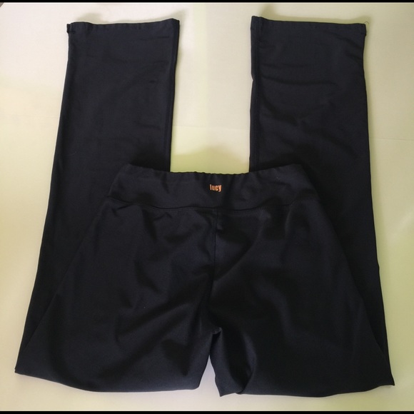 Lucy Tech black boot cut bottom slit yoga pants - Picture 1 of 5
