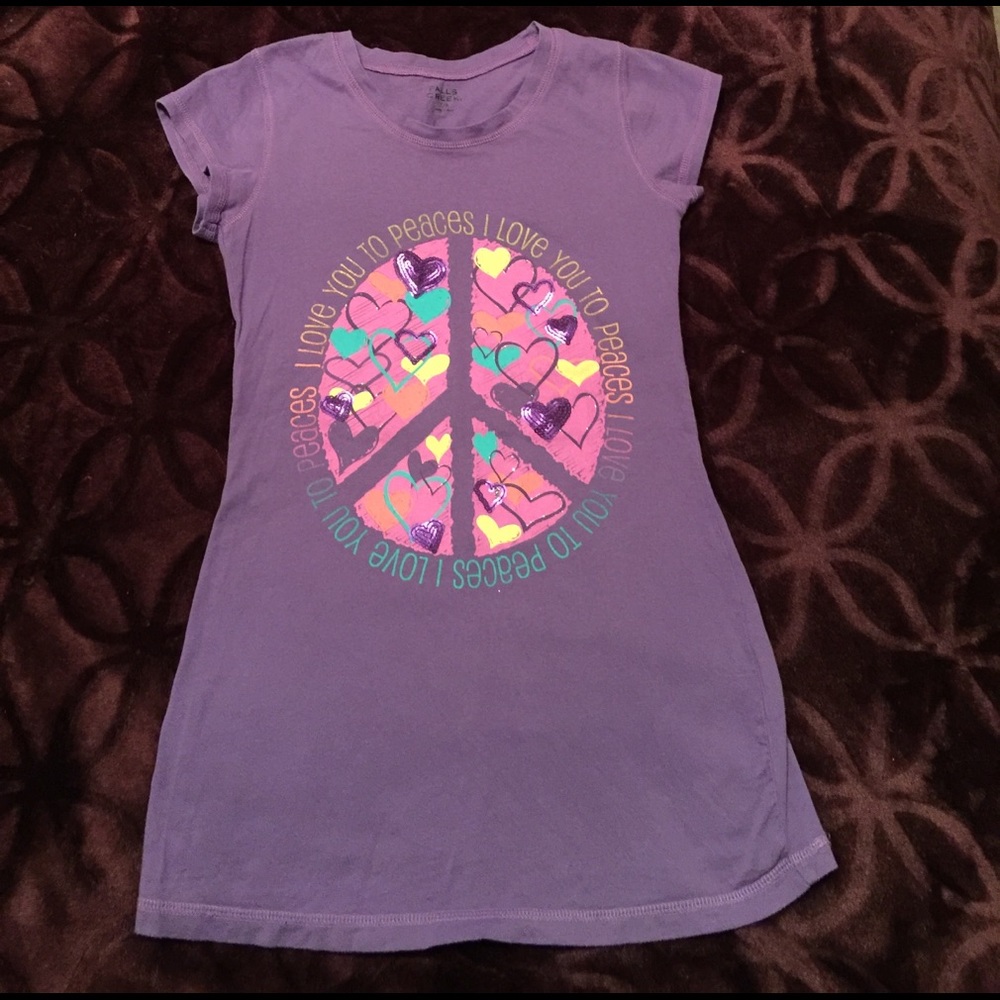 Purple Peace Sign Hearts Tshirt w/ Sequins