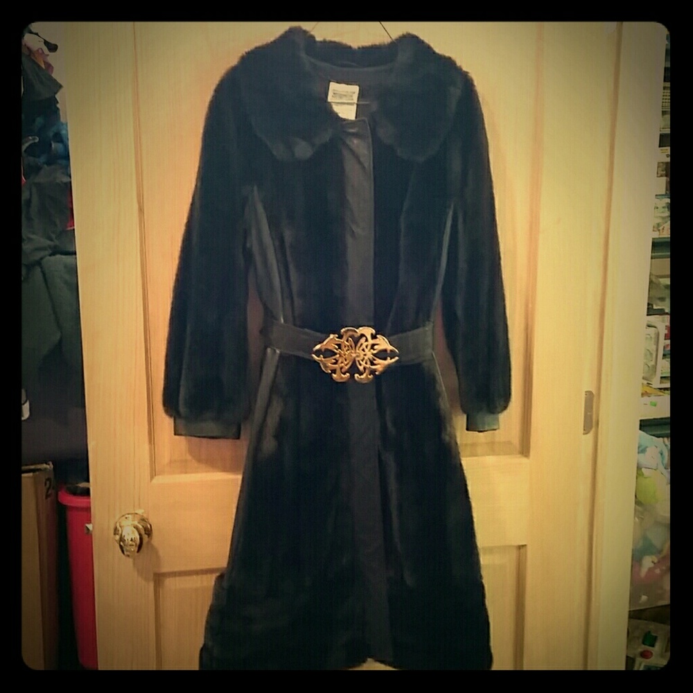 Vintage faux fur and leather jacket sz small
