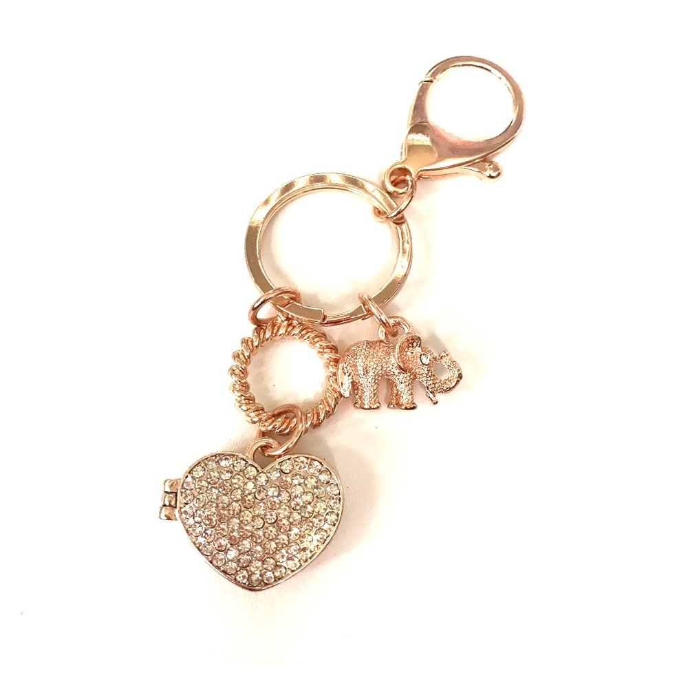 NEW! Heart Locket and Elephant Charm Keychain