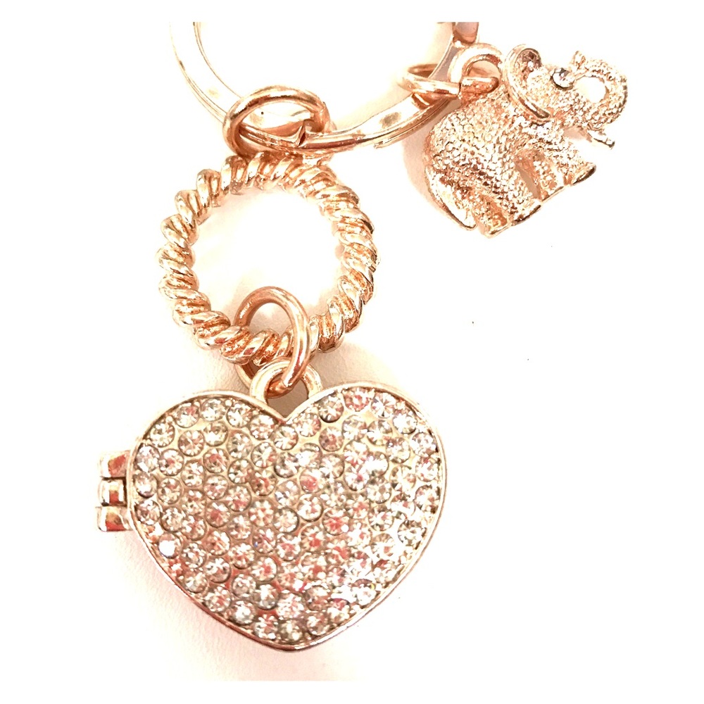 NEW! Heart Locket and Elephant Charm Keychain - Picture 2 of 3