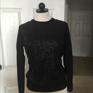 Fluffy wool sequin wool sweater njmu4461