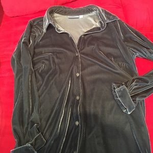 Velour boyfriend button down shirt