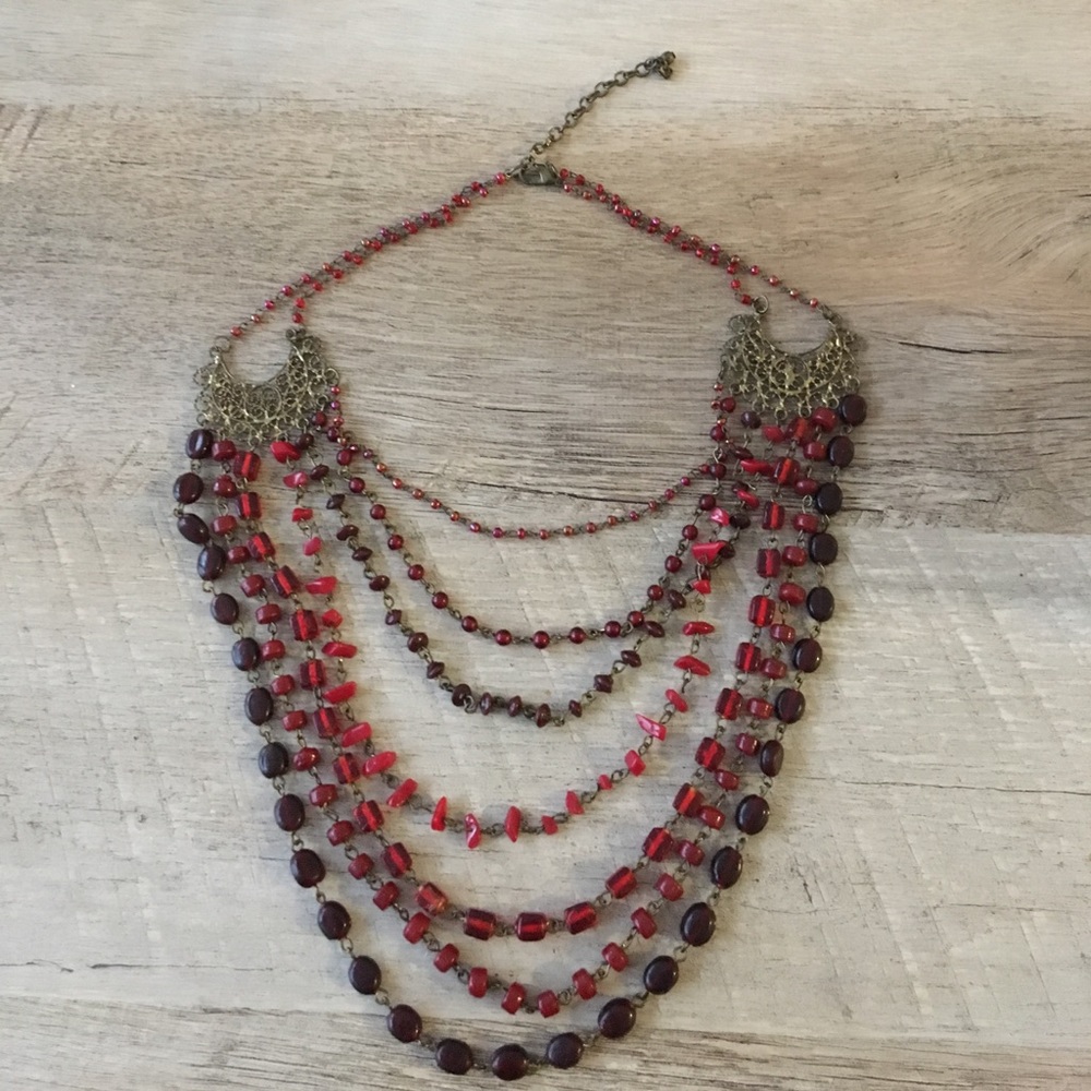Red Layered Necklace