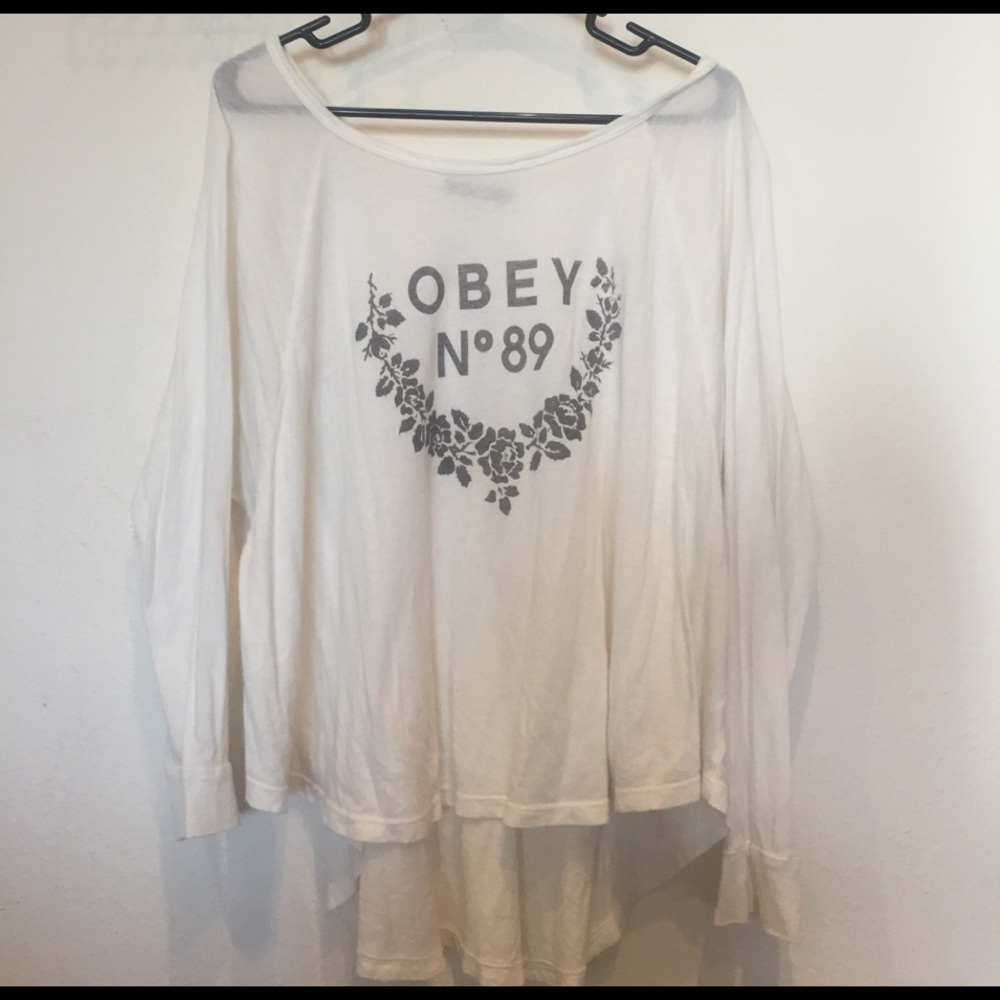 White Flowy Long-Sleeve T-Shirt