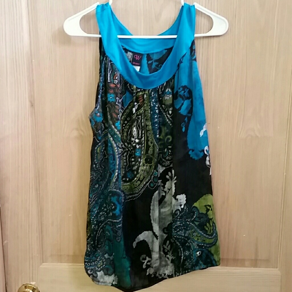Sheer teal tank top