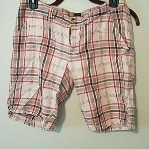 Pink and navy Bermuda shorts