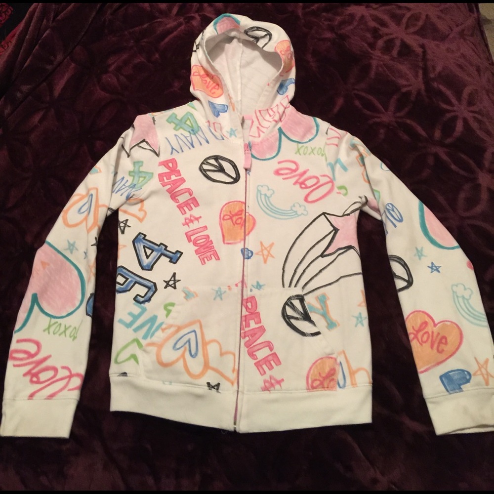Fun Old Navy Zip Hoodie - Peace Love