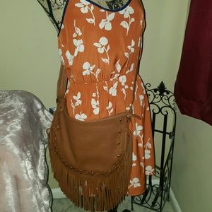 BROWN LEATHER BOHO CHIC CROSSBODY