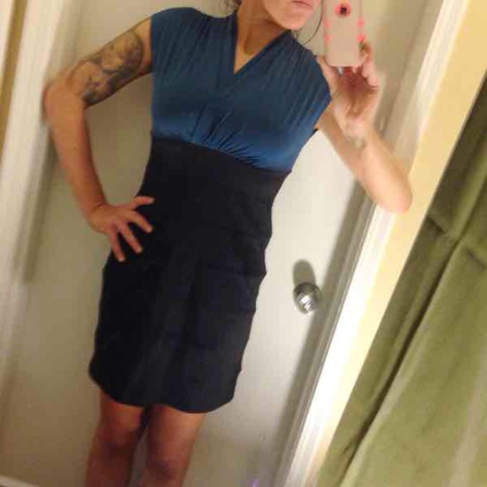 Size 4 blue and black bodycon dress