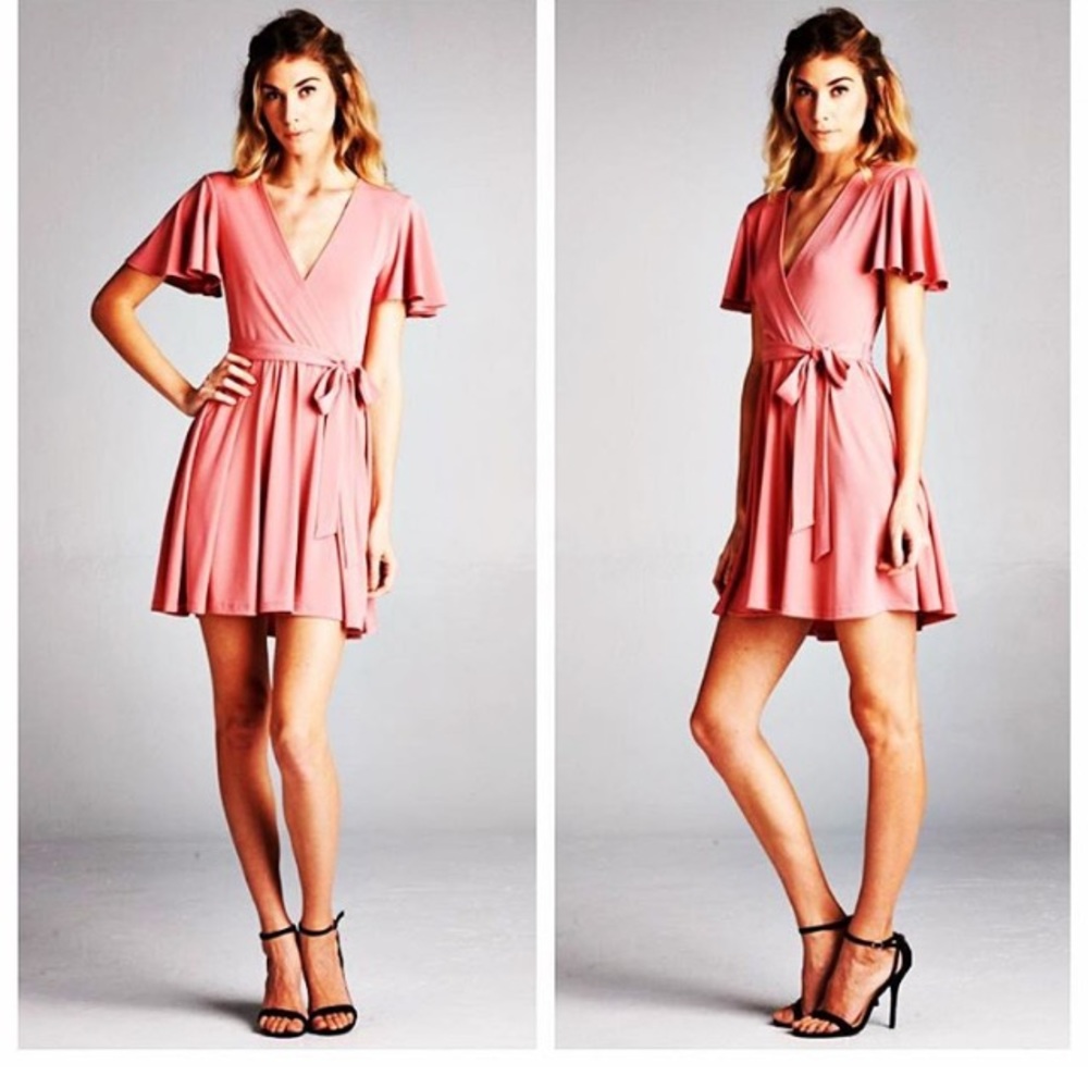 Little pink wrap dress