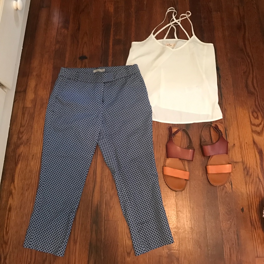 Capris, shirt, and sandals