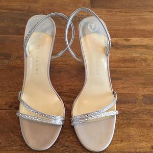Ivanka Trump Champagne Satin, Rhinestone Heels