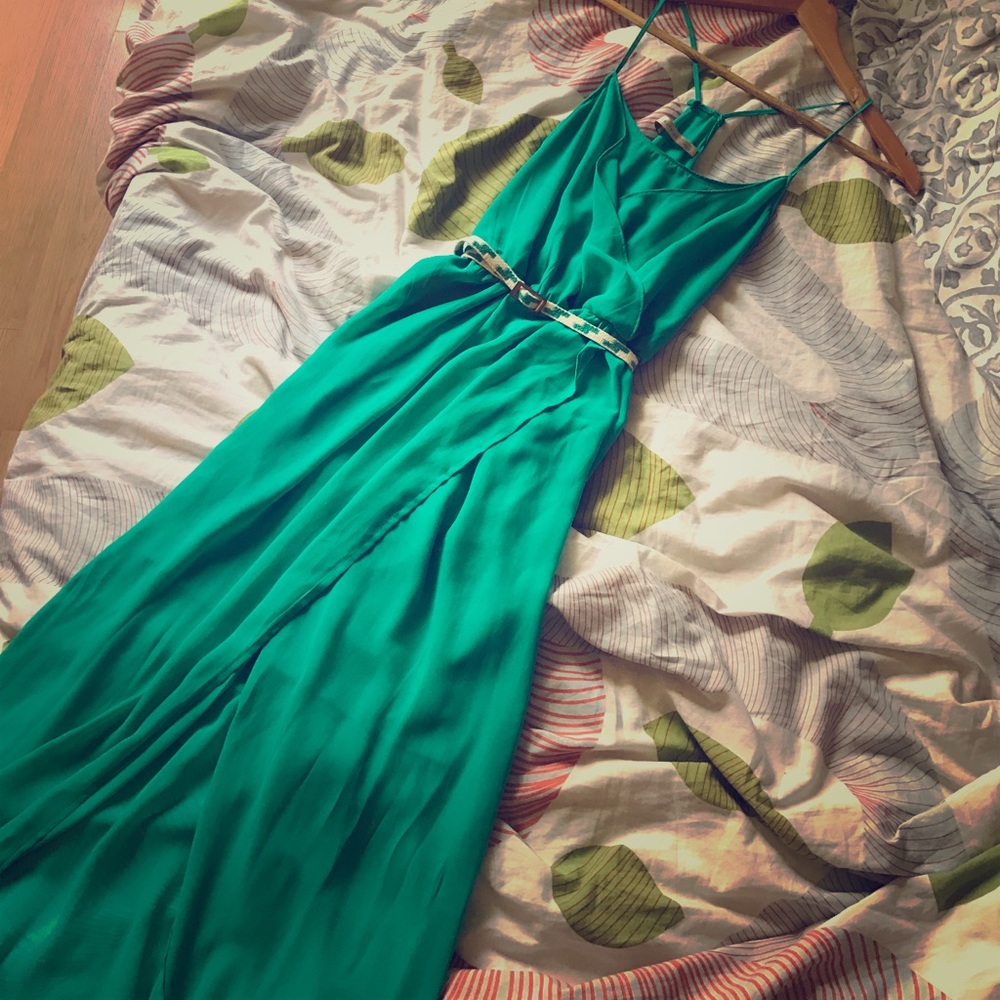 Zara Trafaluc Sheer Green Maxi Dreas