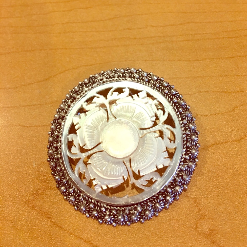 SS/Mother of Pearl Pendant, Made in Jerusalem 950