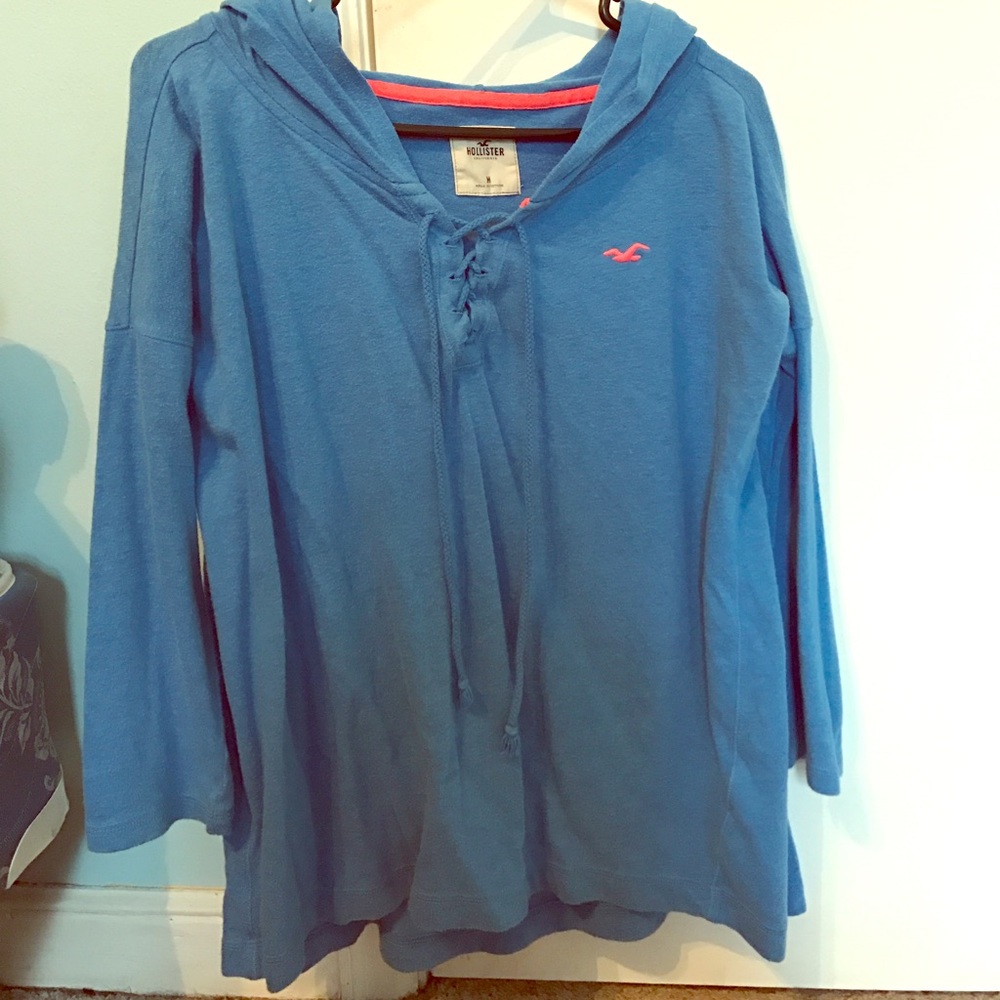 Blue Hollister 2/4 sleeve light hoodie