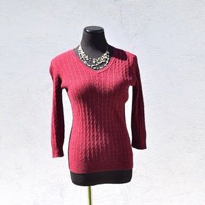 Karen Scott Red V-neck Sweater