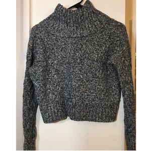 Gray Cropped Turtleneck Sweater