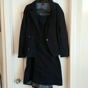 Two-piece denim maxi skirt suit